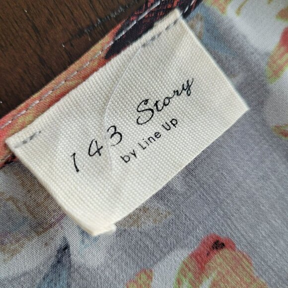 143 Story Floral Sleeveless Longline Open Front Kimono Cardigan size S - Picture 4 of 4